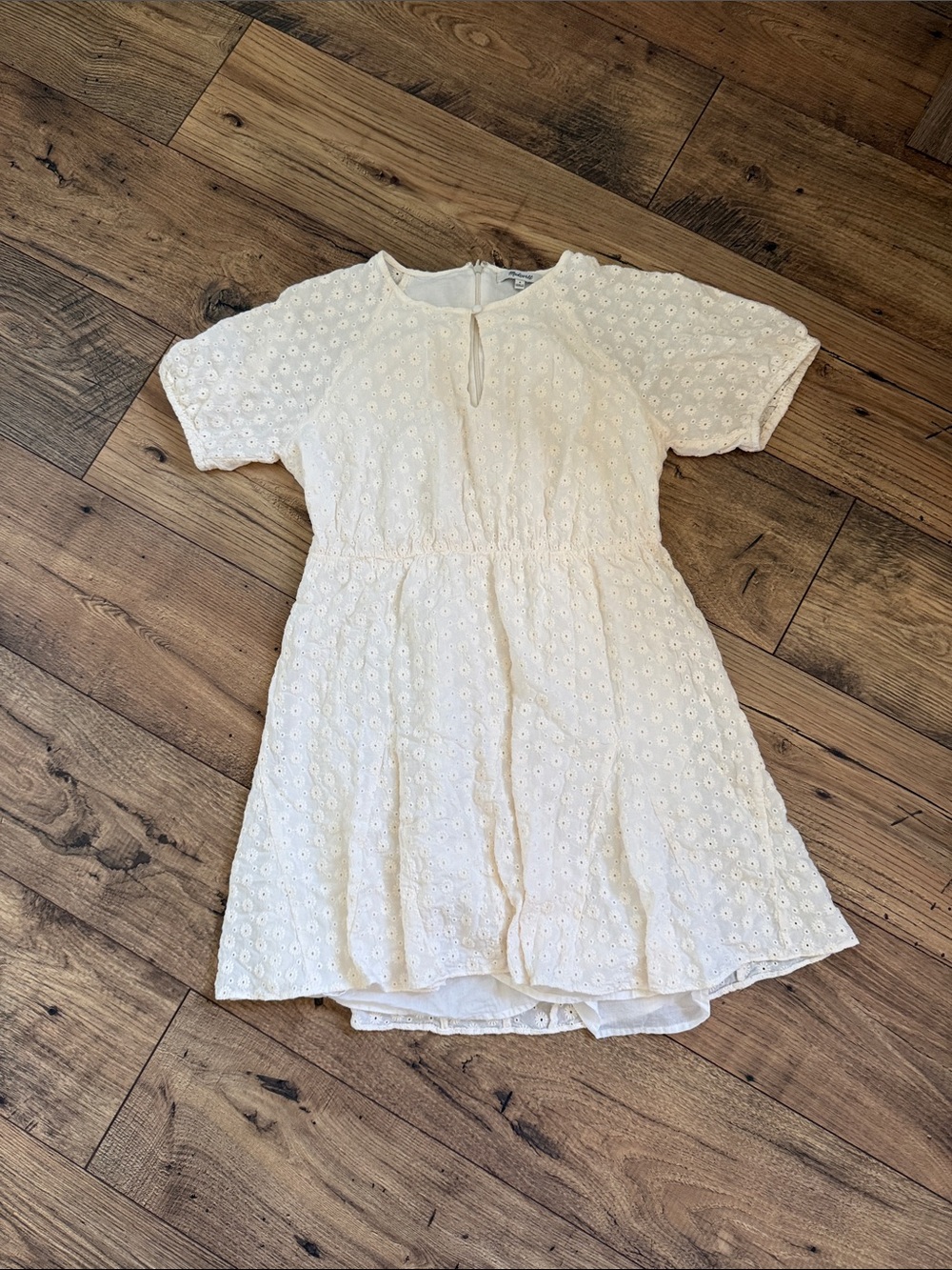 Madewell Cream Eyelet Short-Sleeve Casual Dress